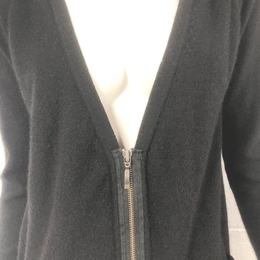 Qi Cashmere Black Zip Front Cardigan Sweater Womens Size S Small - Picture 2 of 8